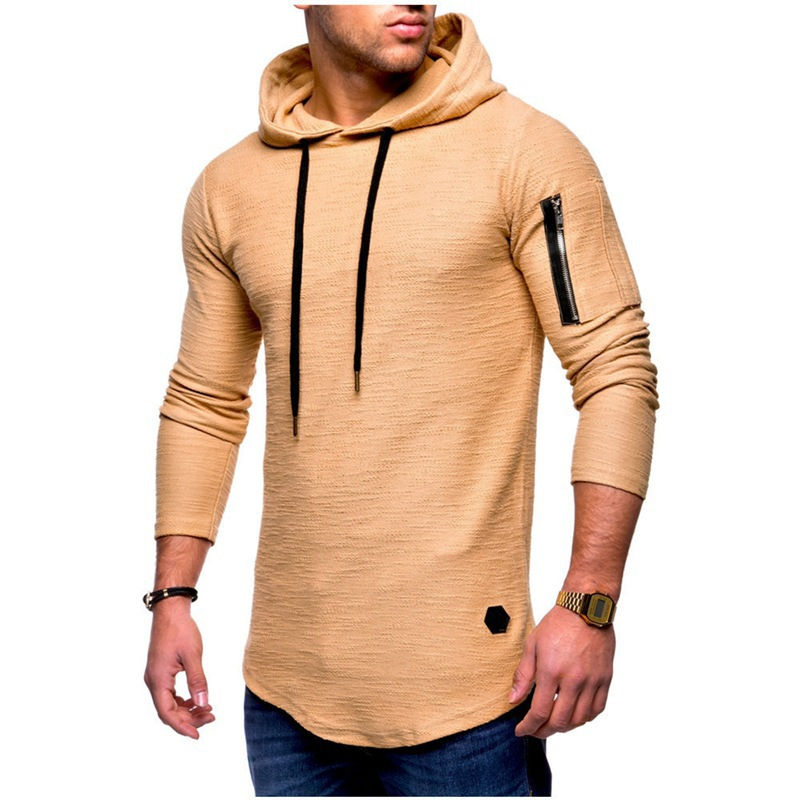 Thumbnail: Customizable Pullover Hoodie Slim Fit Muscle Sweatshirt Zipper Pocket