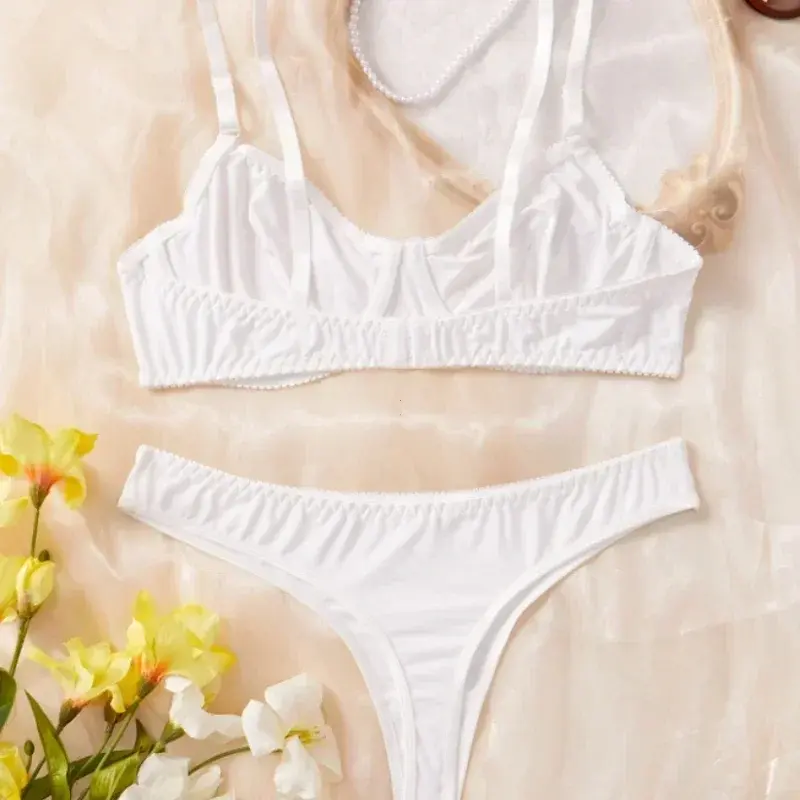 Thumbnail: Women’s Smooth Thin Bra and Panty Set Sexy Sleep Lingerie
