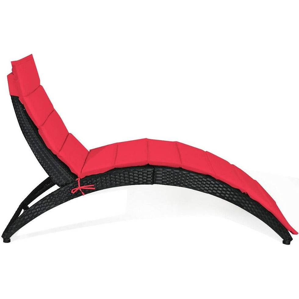 Thumbnail: 2-Piece Foldable Outdoor PE Rattan Chaise Lounge with Cushioned Pillows