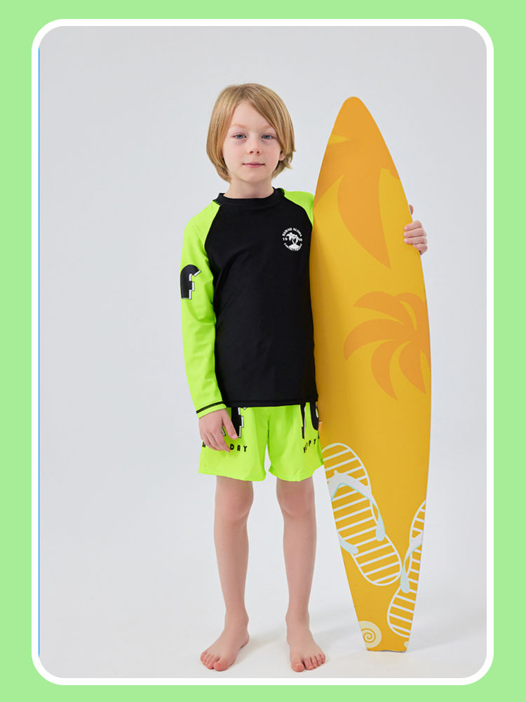 Thumbnail: Boys’ Long-Sleeve Swim Set with Hat – Sun Protection Swimwear