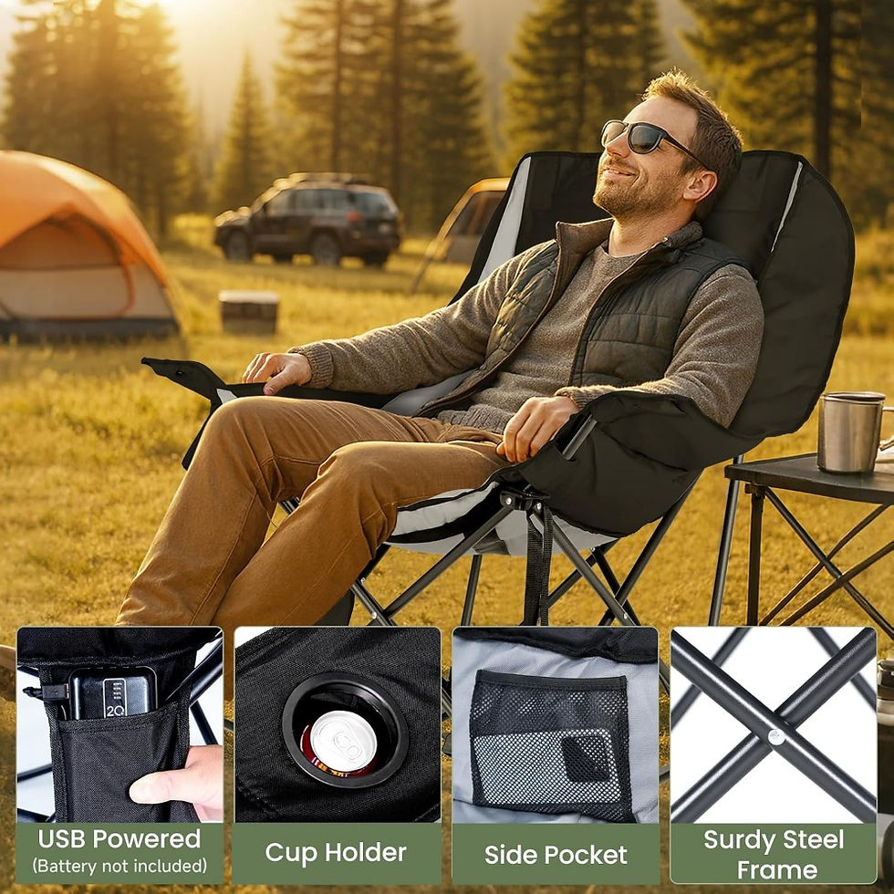 Thumbnail: Heated Oversized Rocking Chair for Adults – Fully Padded Folding Outdoor Lawn