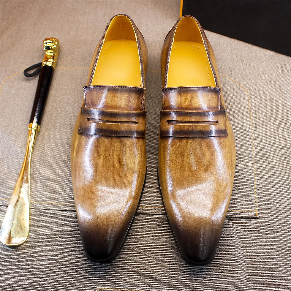 Thumbnail: Mens Cowhide Leather Loafers with Comfortable Fit and Wear Resistant Sole Design