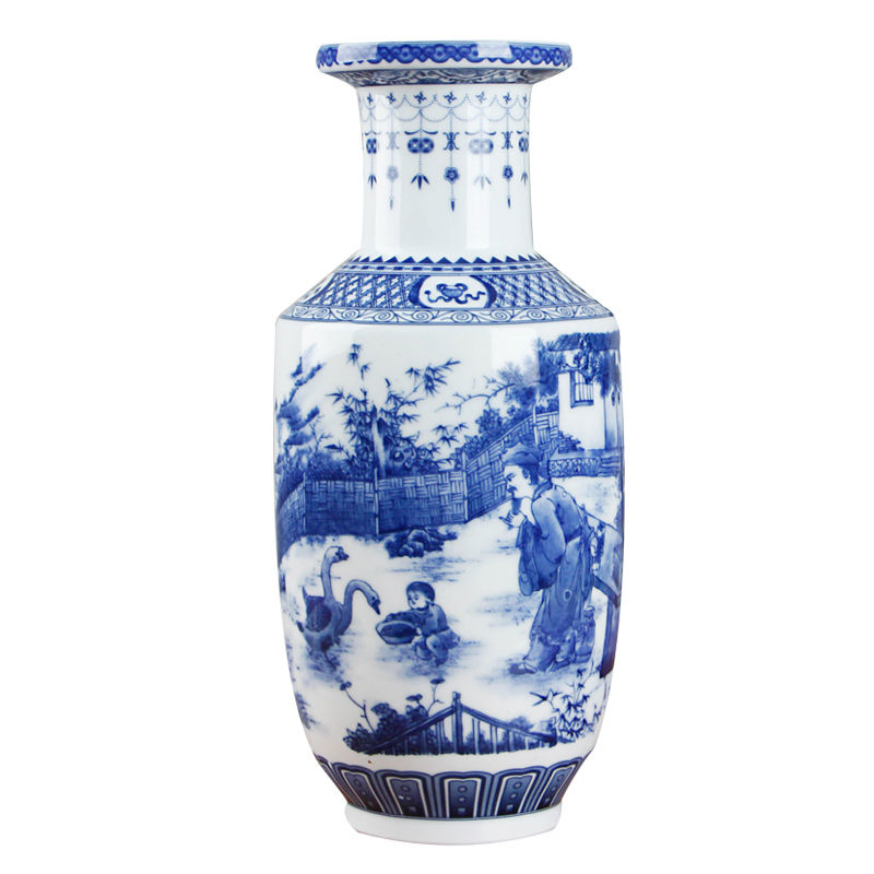 Thumbnail: Classic Blue & White Chinese Ceramic Vase for Tabletop Decoration
