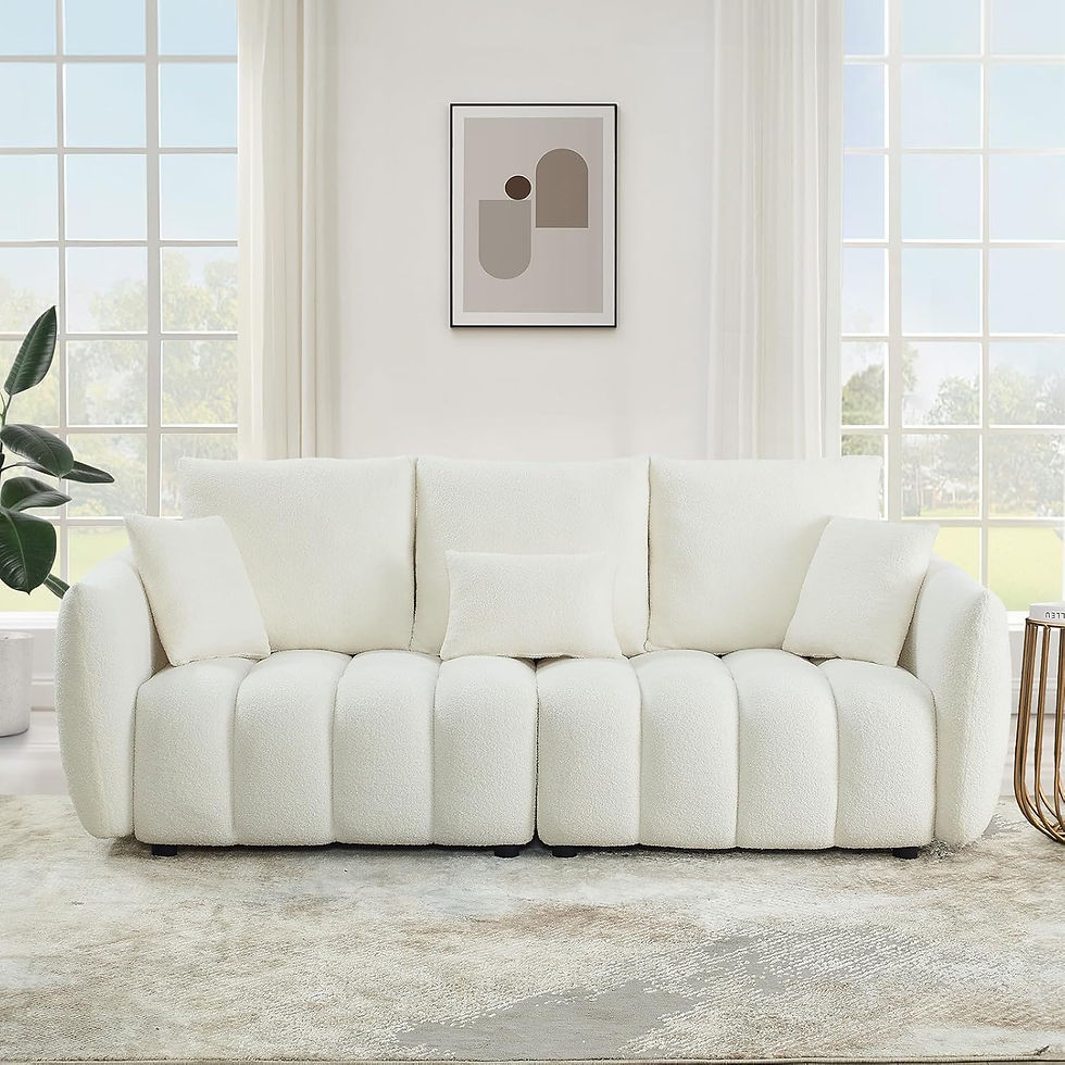 Thumbnail: 82" Modern Teddy Cloud Sofa, Upholstered 3-Seater