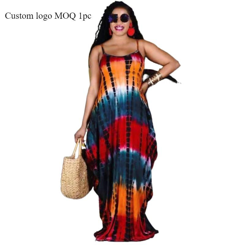 Thumbnail: Bohemian Spaghetti Strap Maxi Dress Custom Print Plus Size Summer