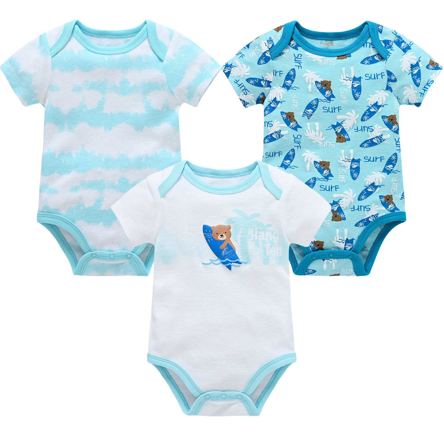 3–5pcs Baby Boy Cotton Romper Set – Short Sleeve for All Seasons