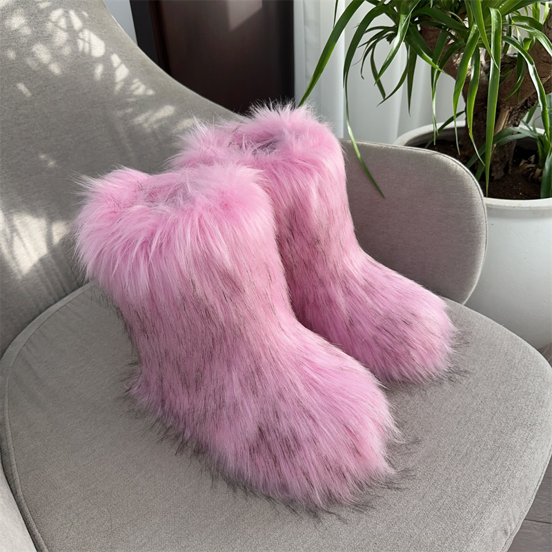 Thumbnail: Women’s Mid‑Calf Faux Fur Winter Snow Boots – Plush Warm Outdoor Fur Shoes