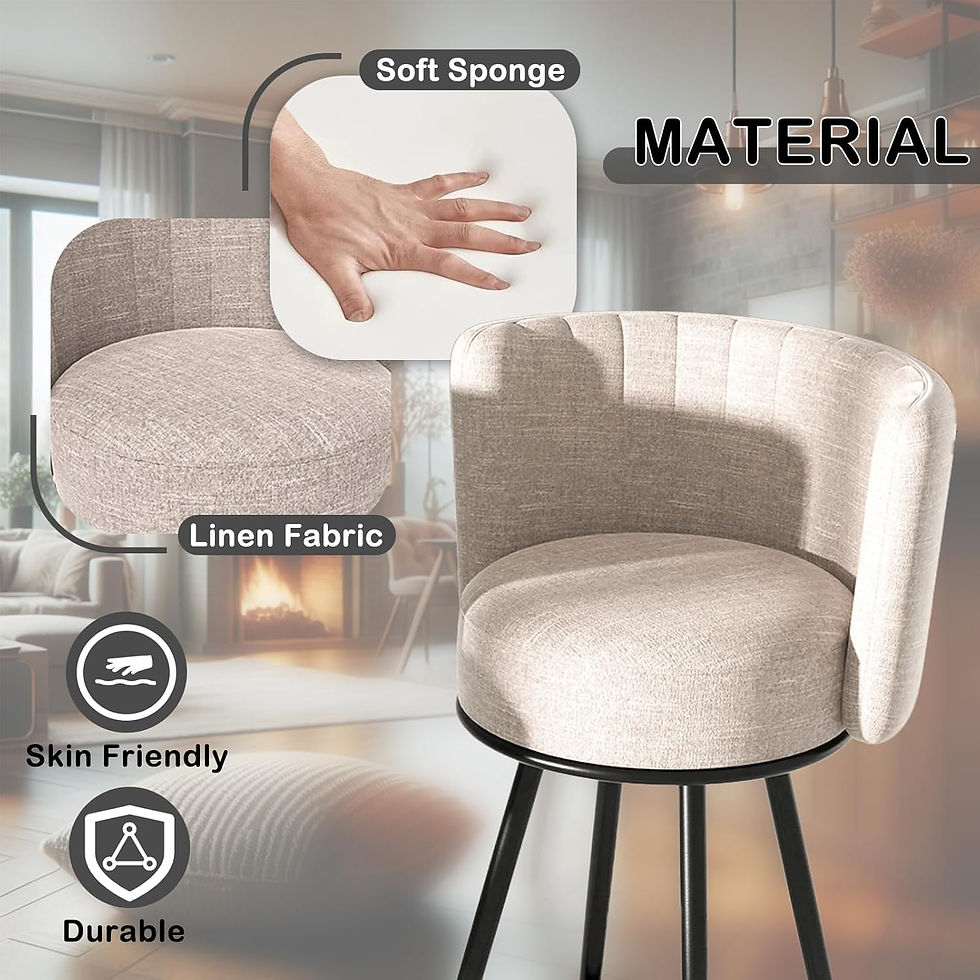 Thumbnail: Bar Stools Set of 2 Counter Height with Back & Footrest Swivel Design, Metal Leg