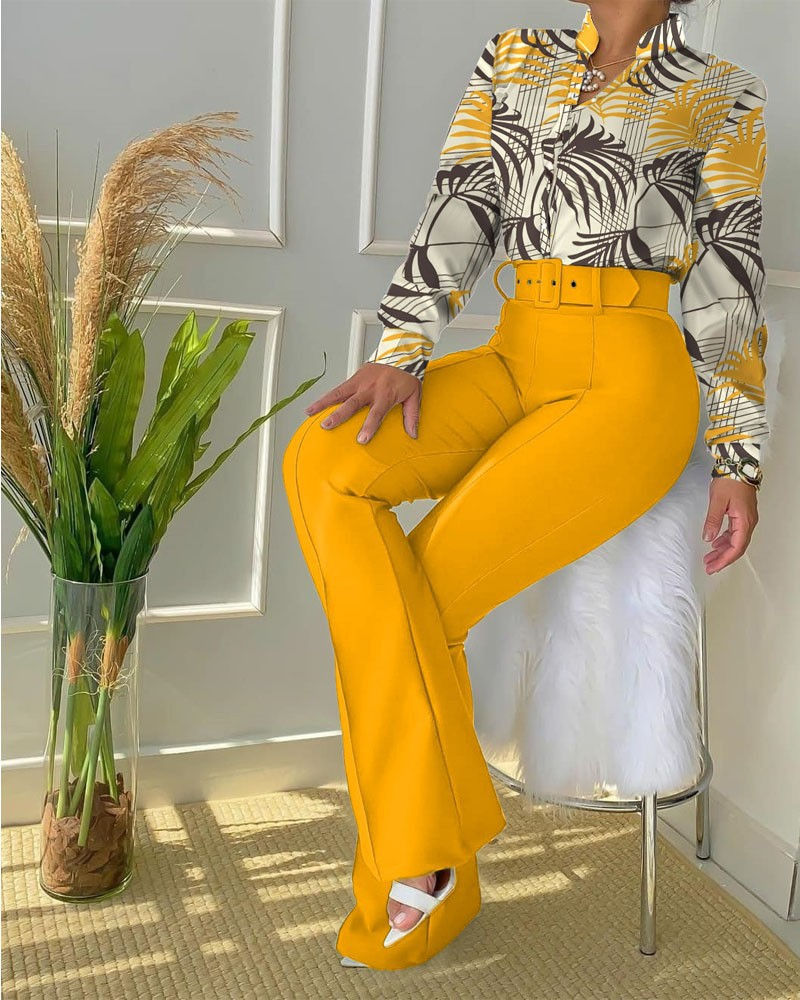 Thumbnail: Womens Casual Suit Set with Belt for Office or Everyday Wear