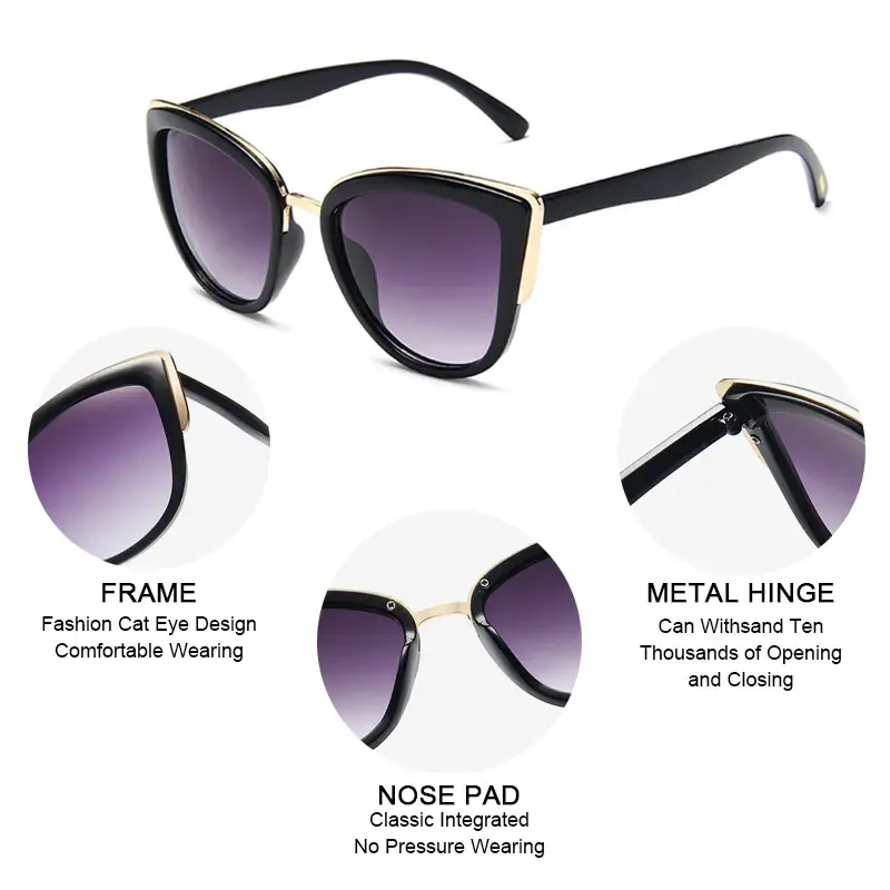Thumbnail: Classic Cat Eye Sunglasses – Vintage UV400 Anti-Glare Leopard Shades for Women