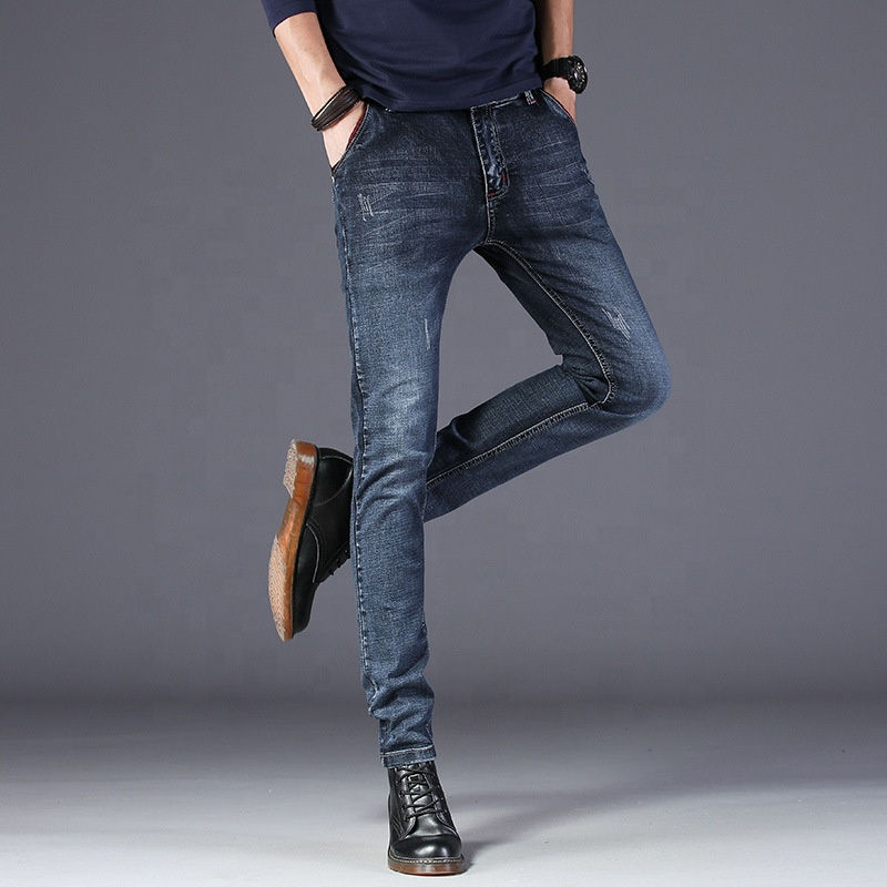 Thumbnail: Men’s Ripped Skinny Denim Jeans Custom Destroyed Cotton Stretch Pants