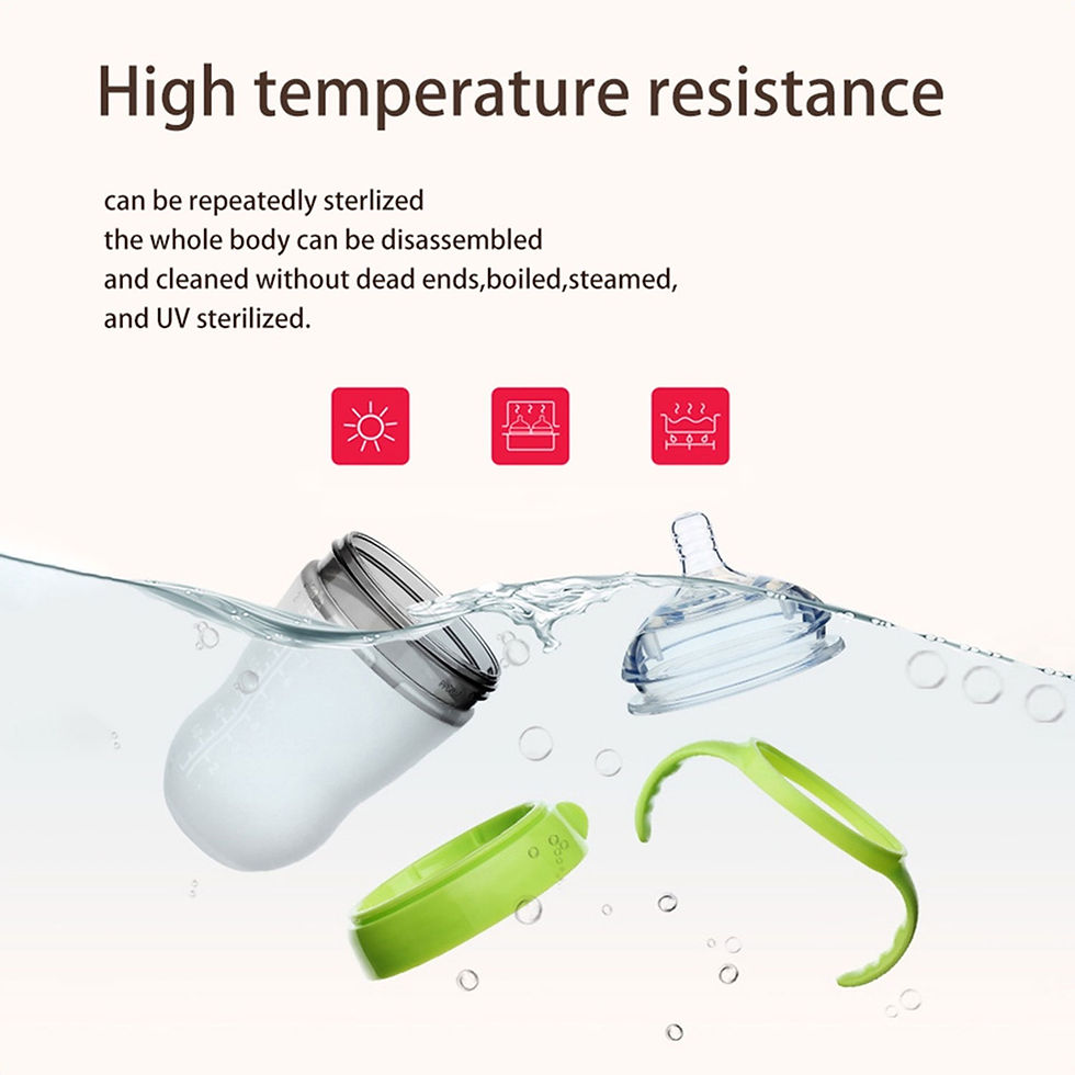 Thumbnail: Baby Silicone Feeding Bottle – Wide Mouth, Anti-Colic, 150ML/250ML with Handle