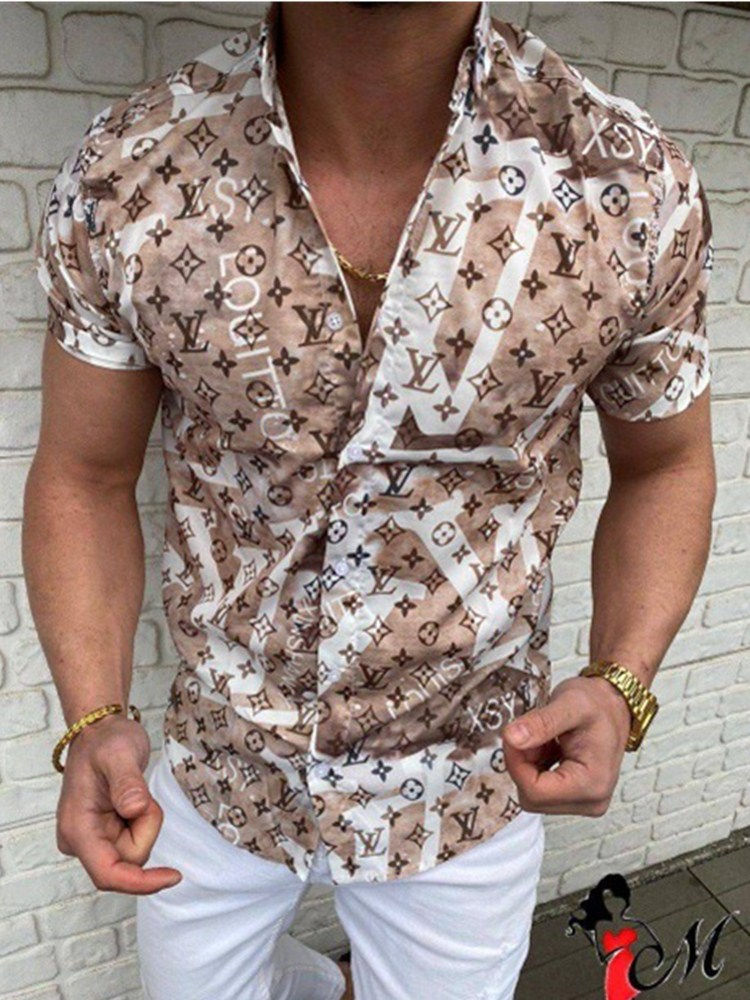 Thumbnail: Men’s Silk‑Blend Slim Fit Long Sleeve Printed Fashion Dress Shirt