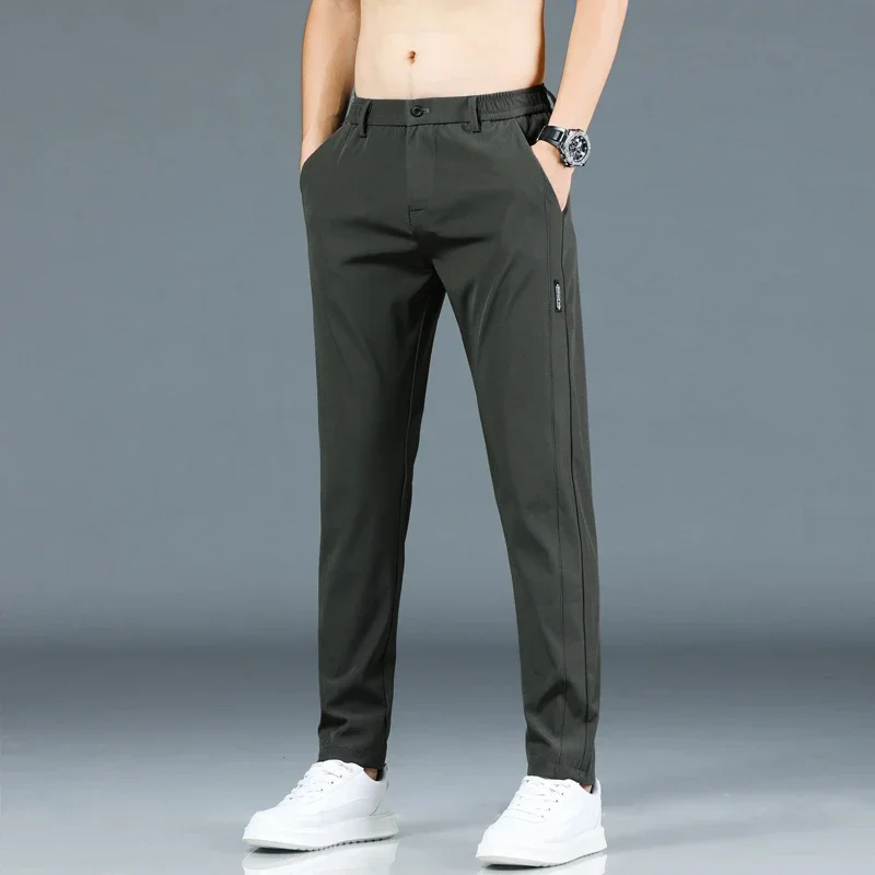 Thumbnail: Men's Ice Silk Stretch Pants – Lightweight Casual Trousers for Summer