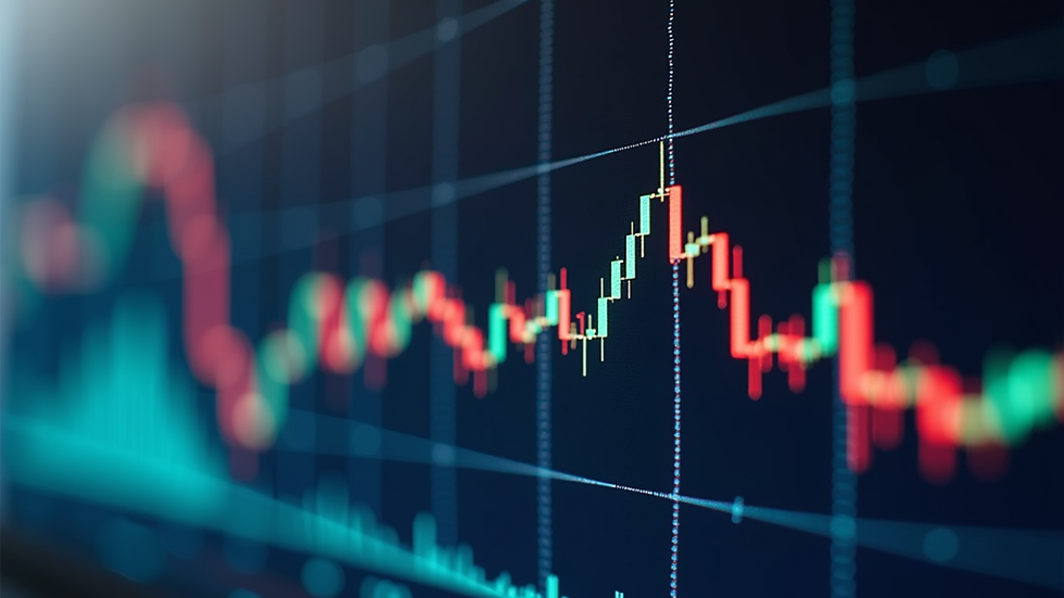 Close-up view of a financial chart showing stock price fluctuations
