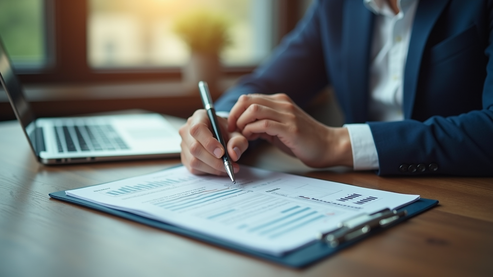 Close-up view of a financial advisor explaining stock loan terms to a client