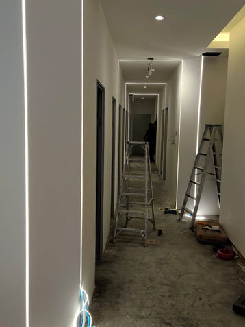 gypsum board partition fixed with drywall screws