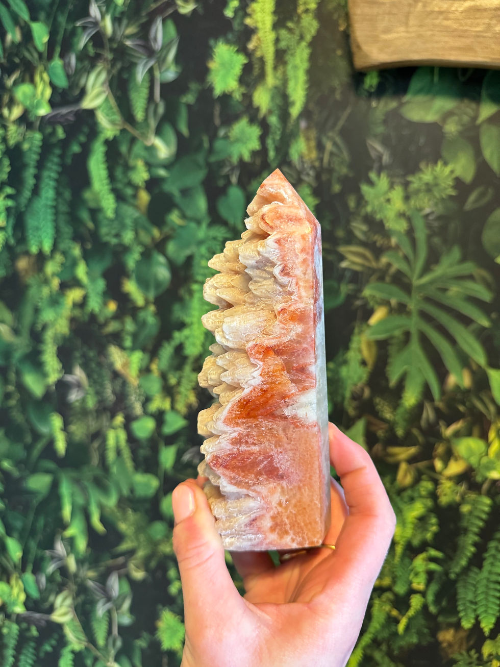 Red Calcite Cluster Tower