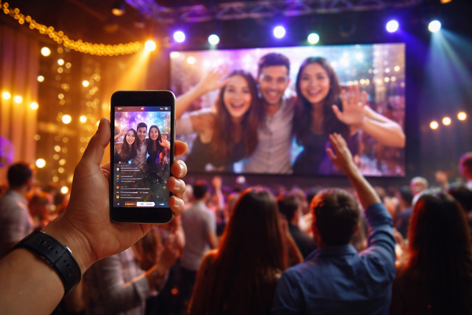 Transmisión en vivo desde celulares en eventos: proyectá en pantalla gigante en tiempo real