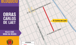 Rua Carlos de Laet terá bloqueio para obras a partir desta quinta-feira
