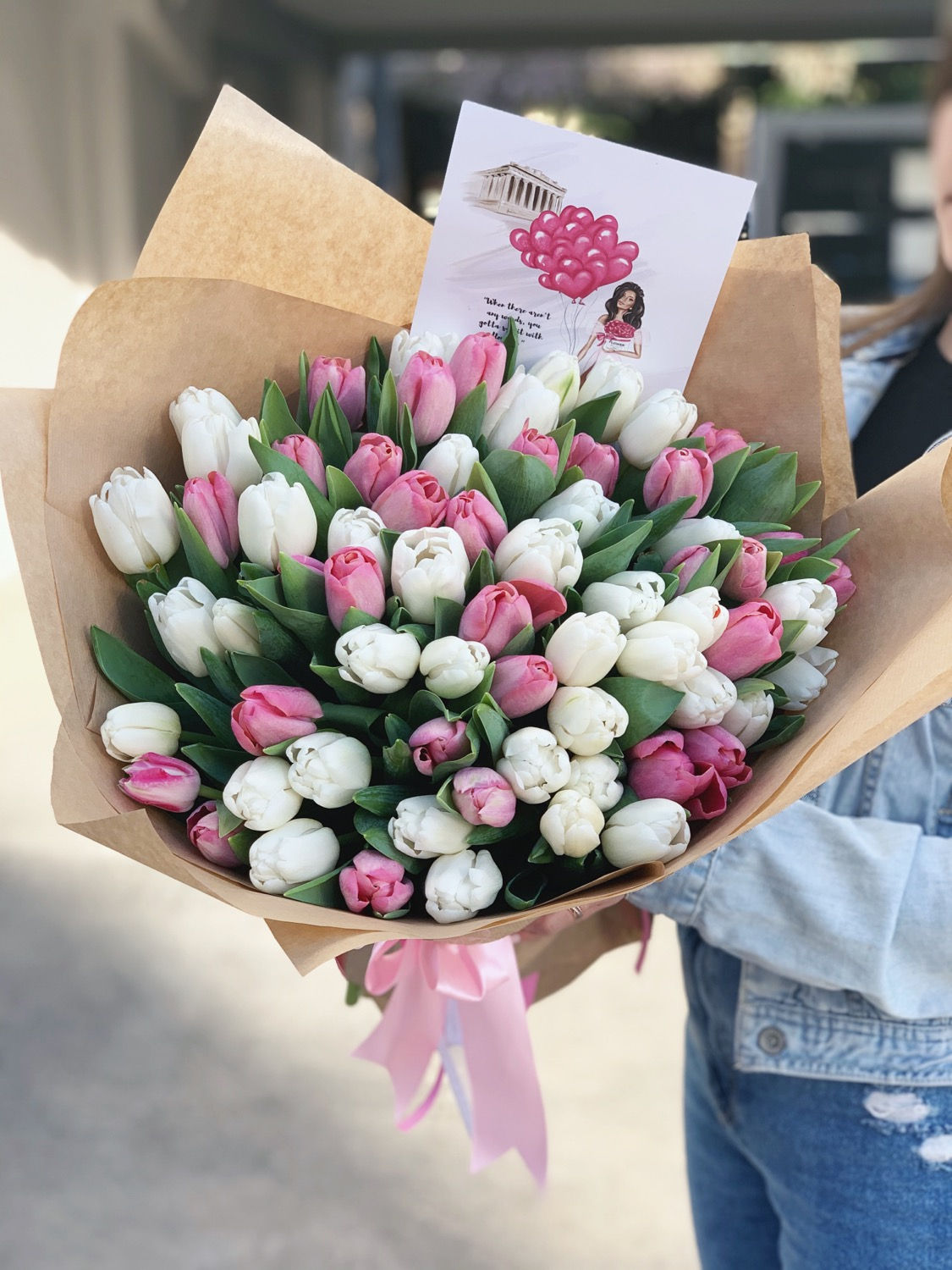 70 Mix tulips pink and white 