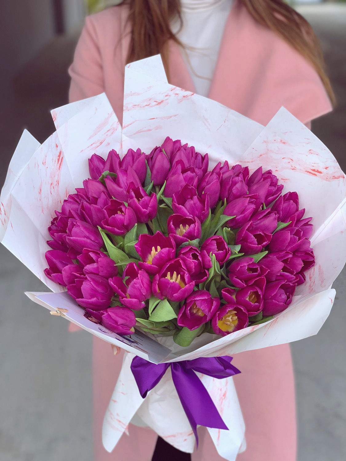 50 purple tulips 