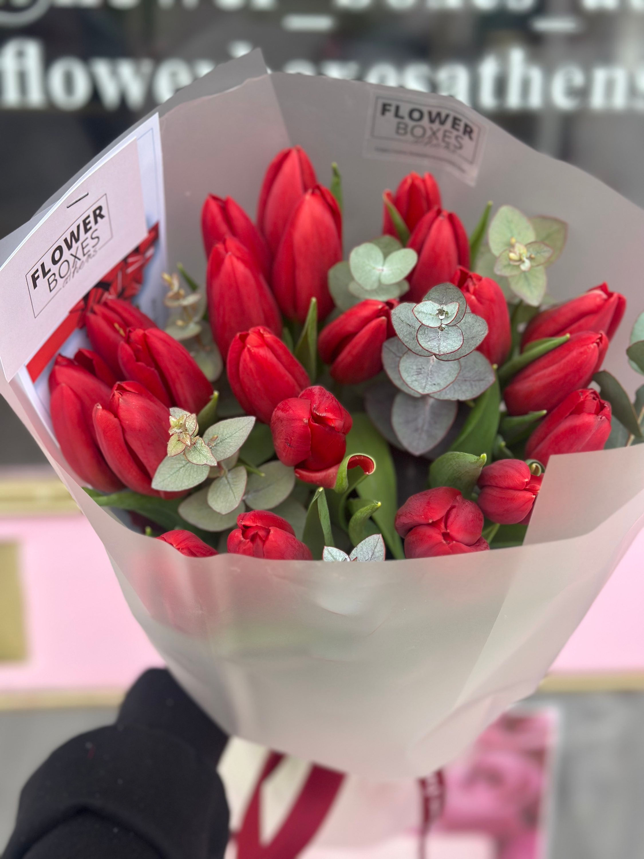 20 red tulips 