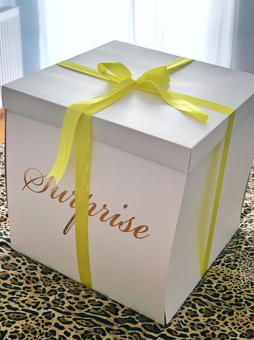 Thumbnail: Giant gift box with balloons inside