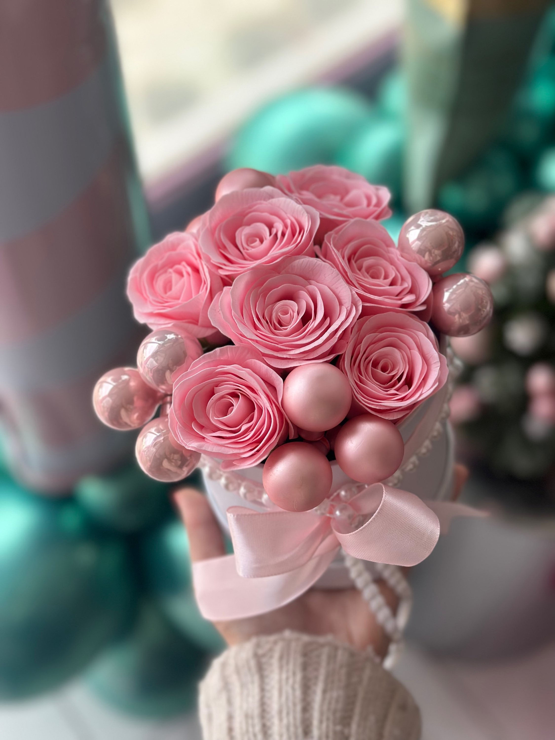 Small pink-white box it’s pearls 