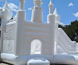 Large White Modern Bounce and Slide with Ball Pit