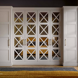 White cross mirror design wardrobe, Cairo Cross Fretted model.