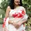 Thumbnail: White Organza Silk Saree with Red Floral Design