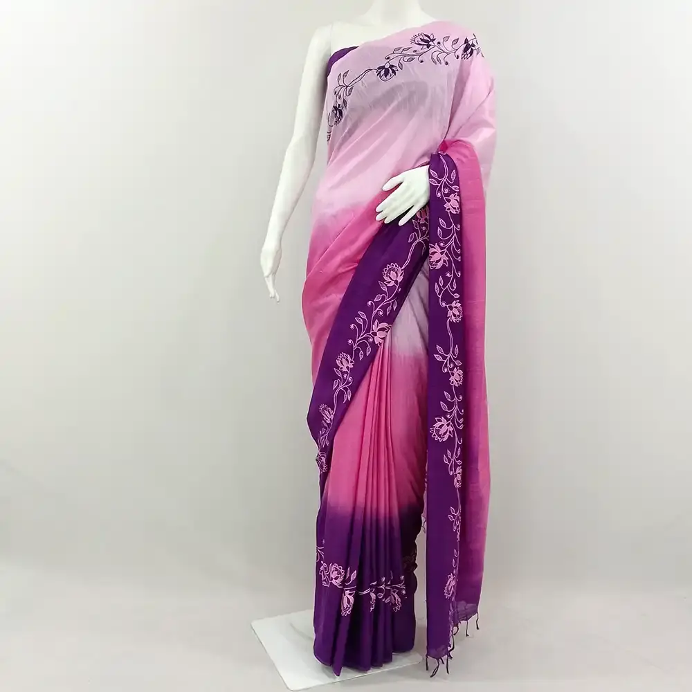Bhagalpuri Cotton Saree with Handpainted Blouse Piece