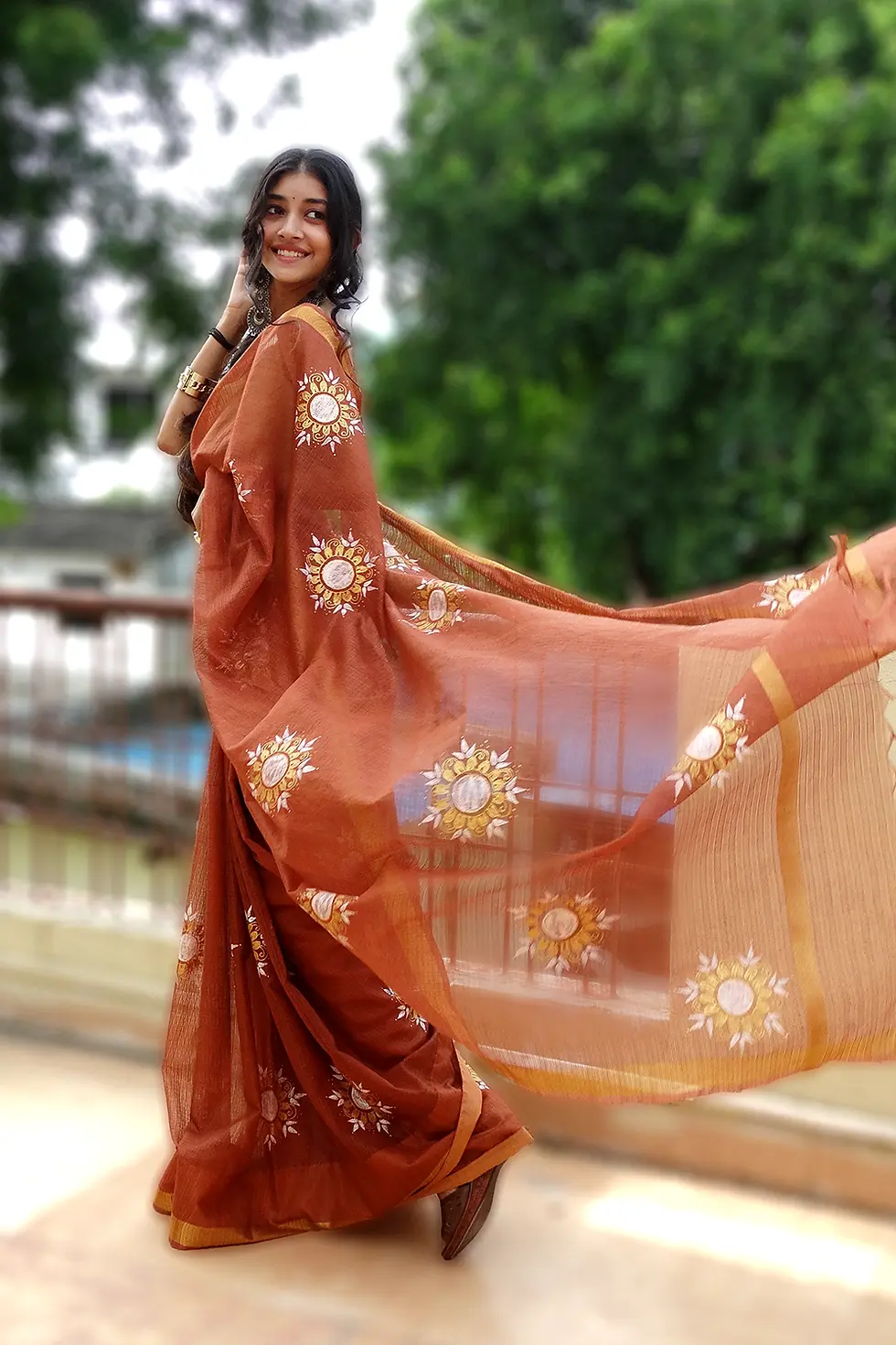 Thumbnail: Pure Kota Check Saree with Handpainted Blouse Piece