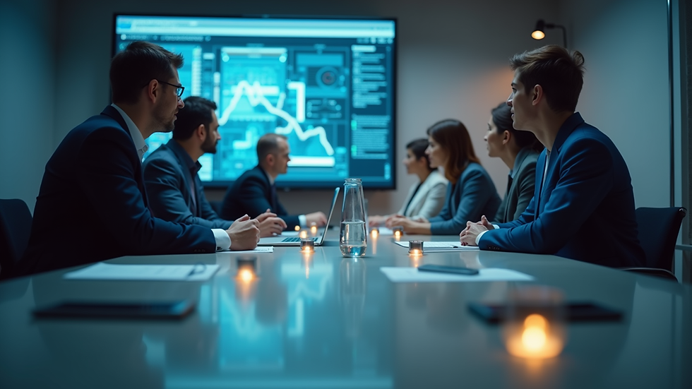 Eye-level view of a business meeting discussing data protection strategies