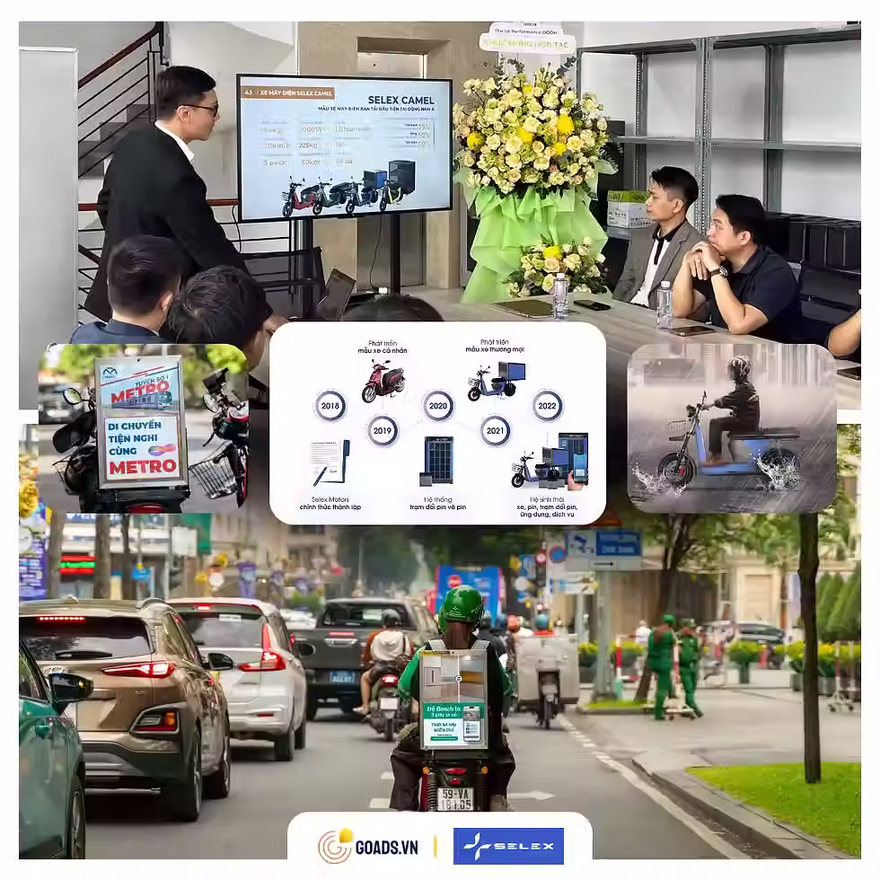Representative of Selex Motors (Mr. Lê Văn Anh – CCO) introduced the Selex Camel model and showcased images of Selex's electric vehicle fleet participating in the LEDBike model.