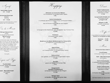 Hier unsere aktuelle Speisekarte für euch!