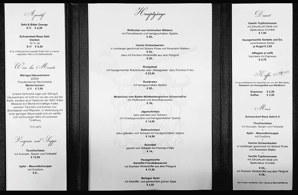 Hier unsere aktuelle Speisekarte für euch!