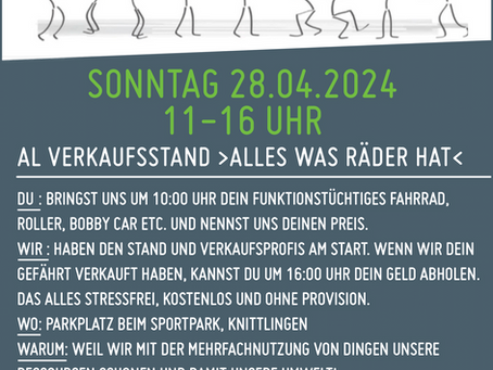AL VERKAUFSSTAND >ALLES WAS RÄDER HAT< AUF DEM GROßEN FLOHMARKT AM 28.04.24