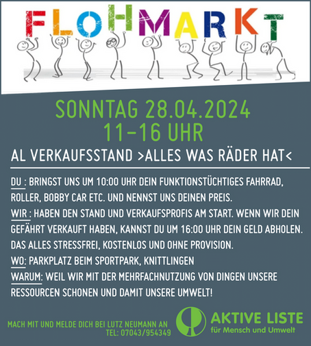 AL VERKAUFSSTAND >ALLES WAS RÄDER HAT< AUF DEM GROßEN FLOHMARKT AM 28.04.24