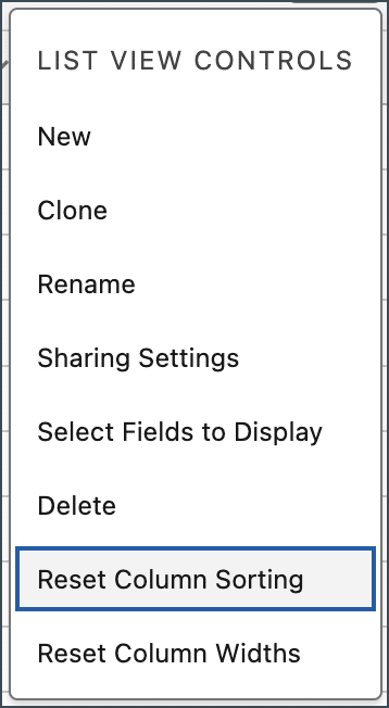 A List view Controls of Salesforce Clouds.