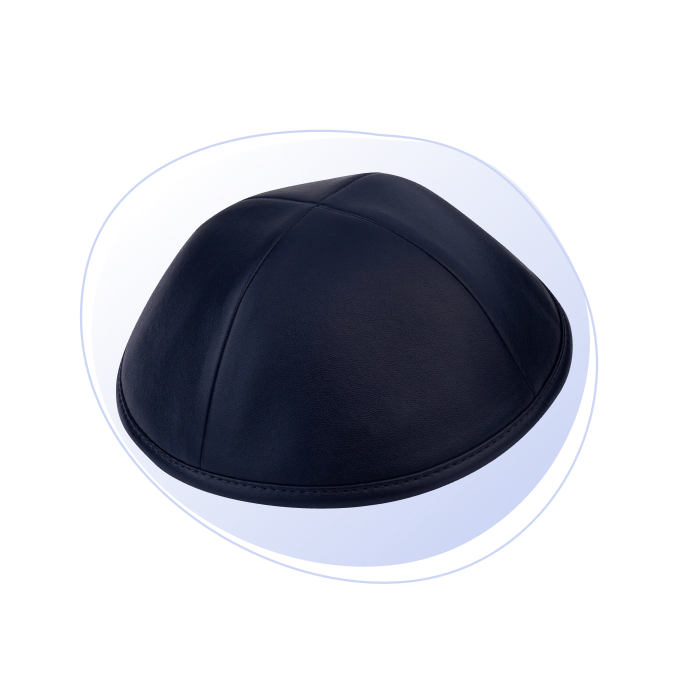 A plain black leather kippah.