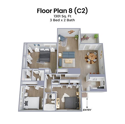 Apartment floor plan with open living space at Ayla at Castle Hills in San Antonio TX