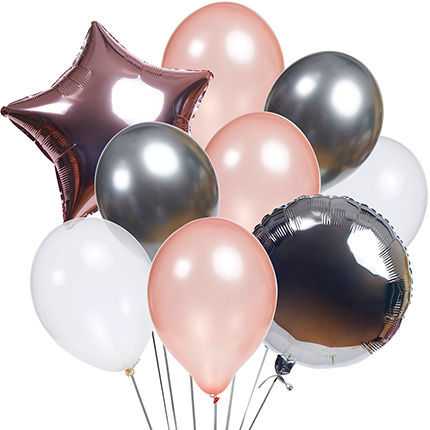 Набор 9 шариков пудра серебро