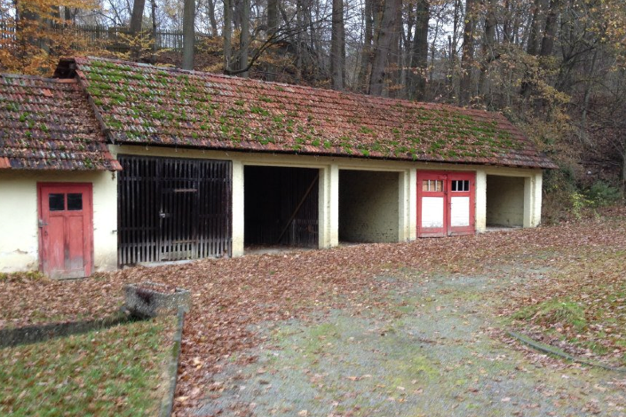 The old garage/storage building.