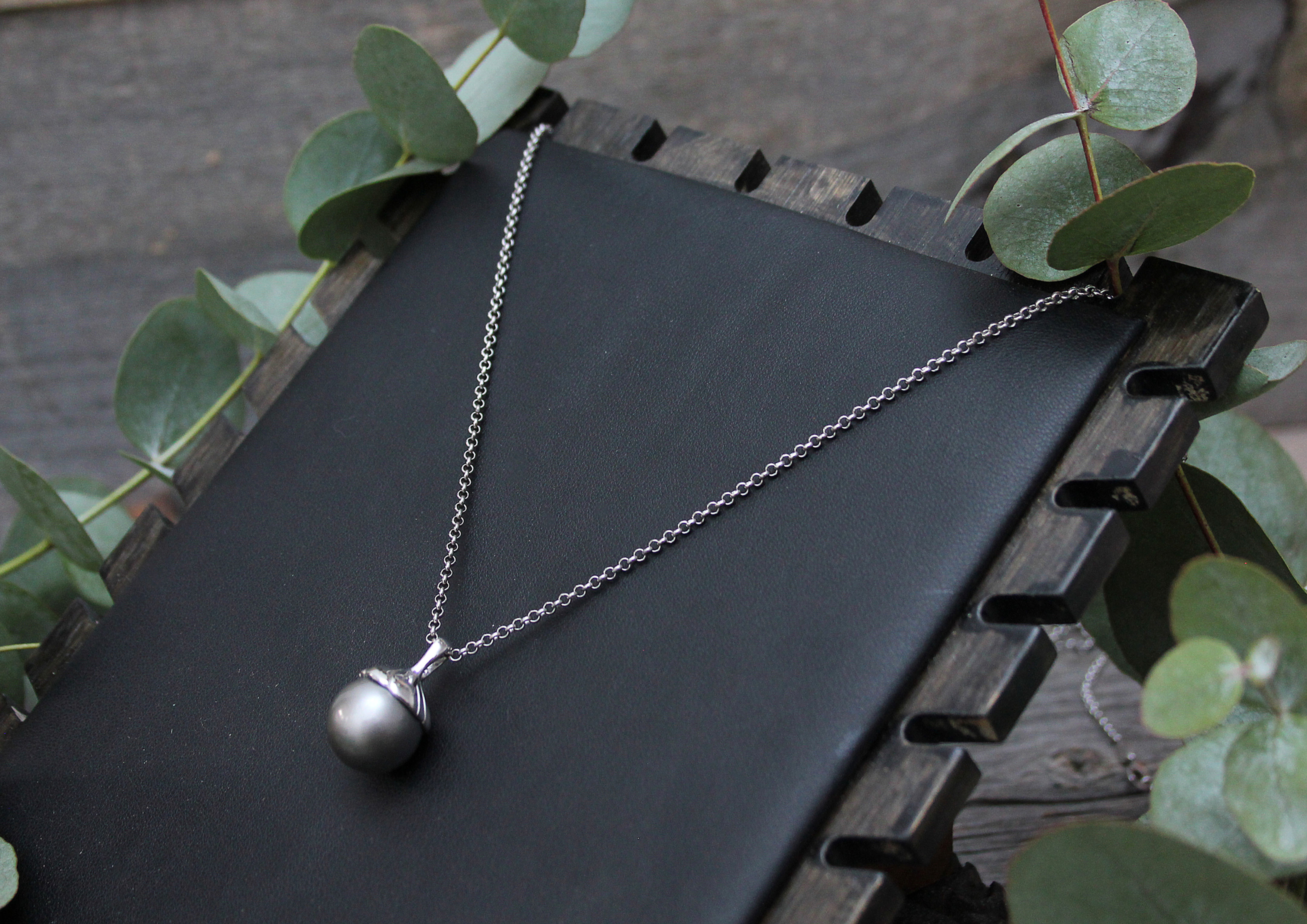 Silber Rollo Halskette mit Tahiti Perlen