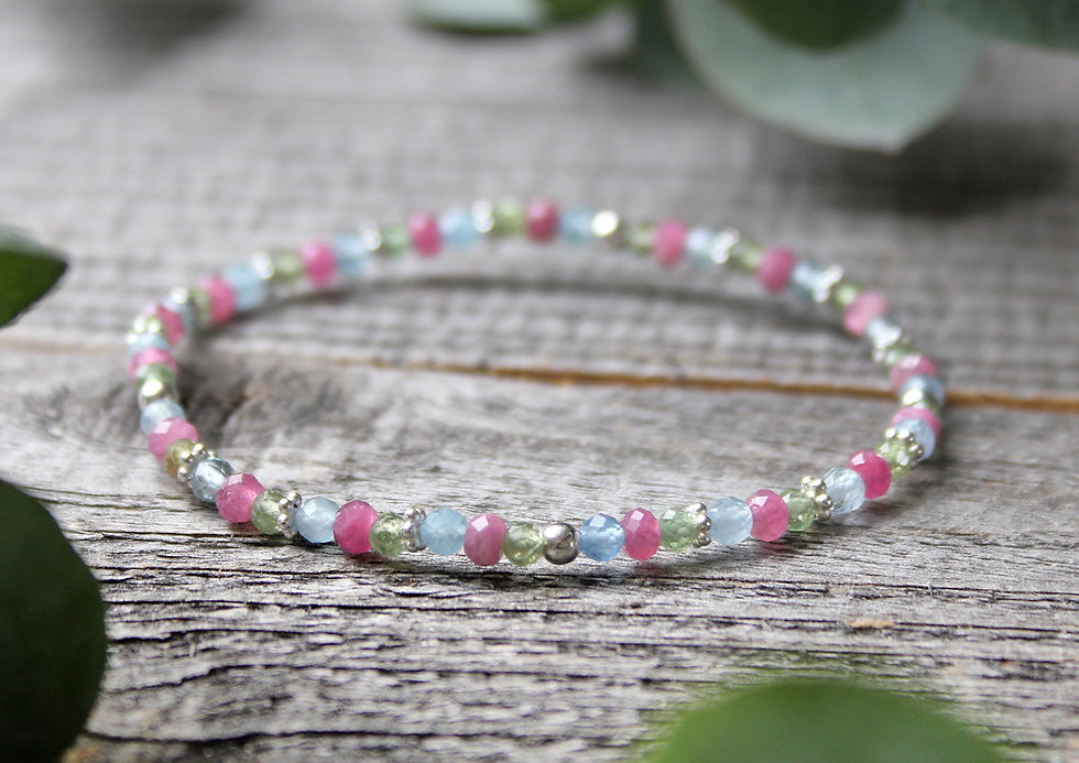 Thumbnail: Edelstein  Armband mit Silber Elementen