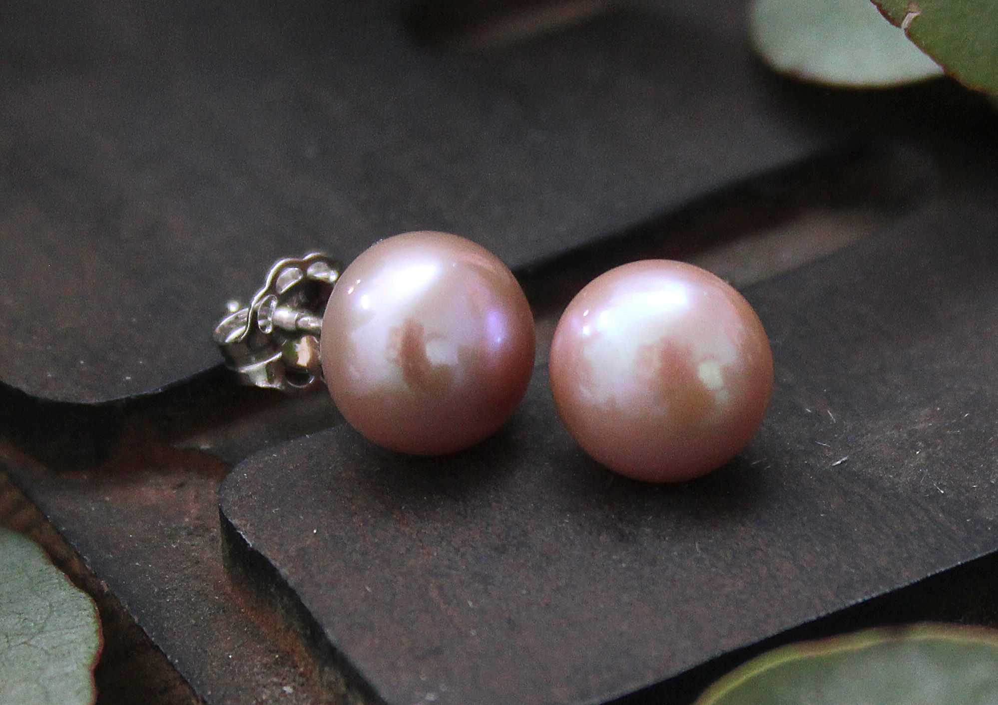 Perlen Ohrstecker Keshi rosa