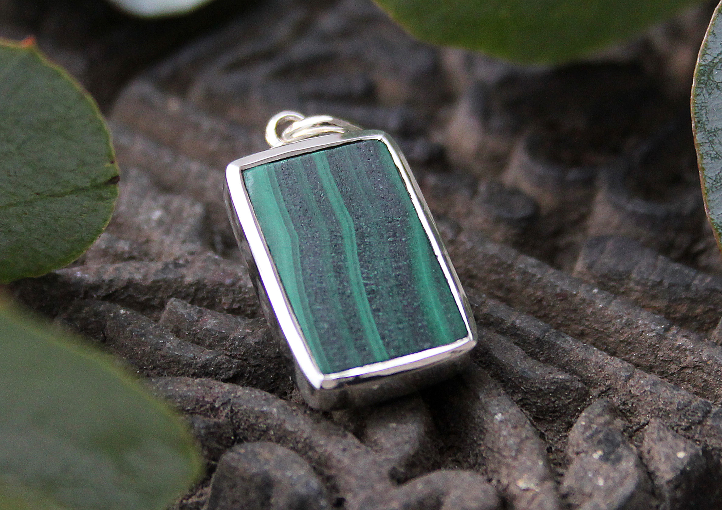 Malachit Anhänger Rechteck