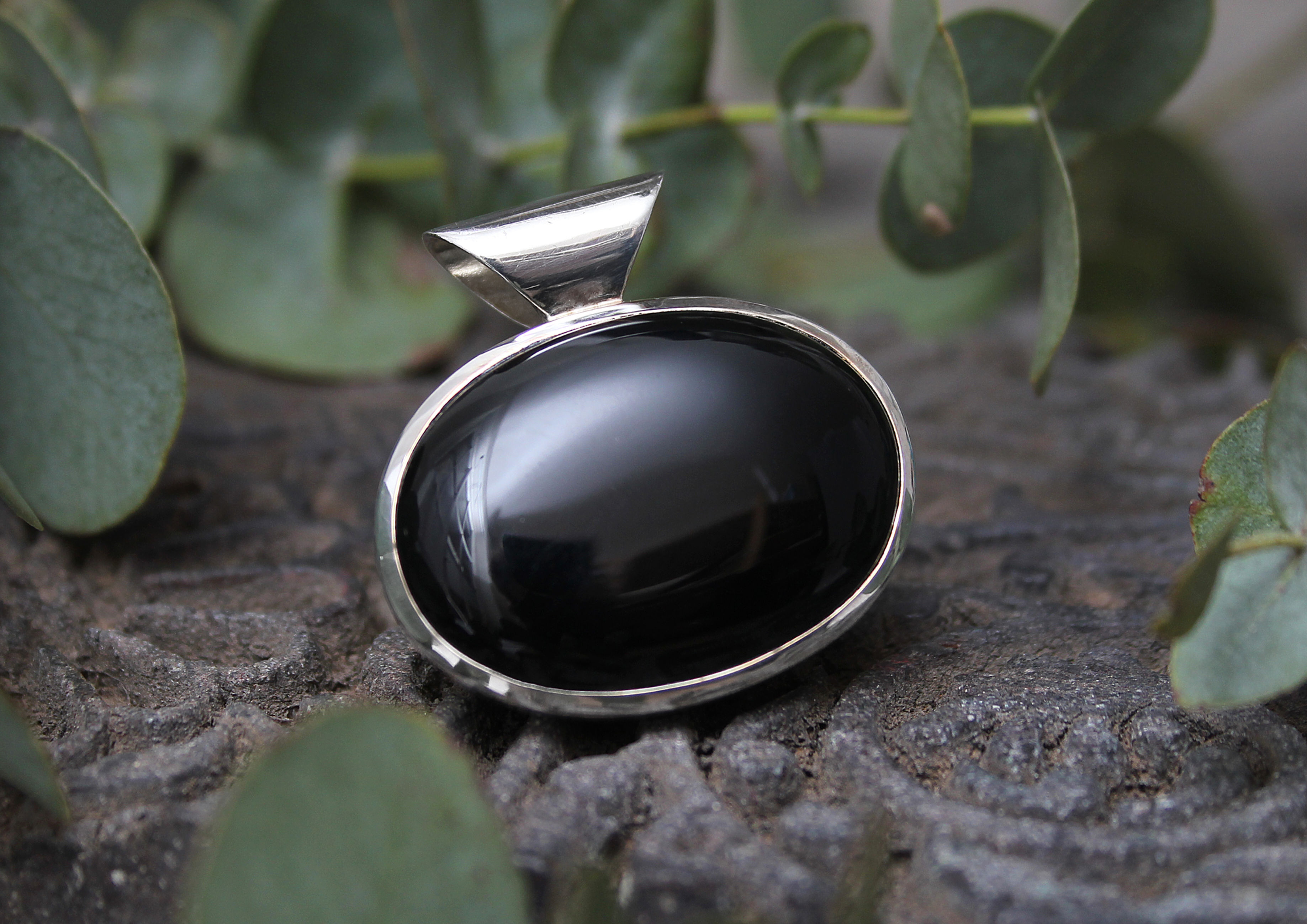 Onyx Anhänger oval, quer